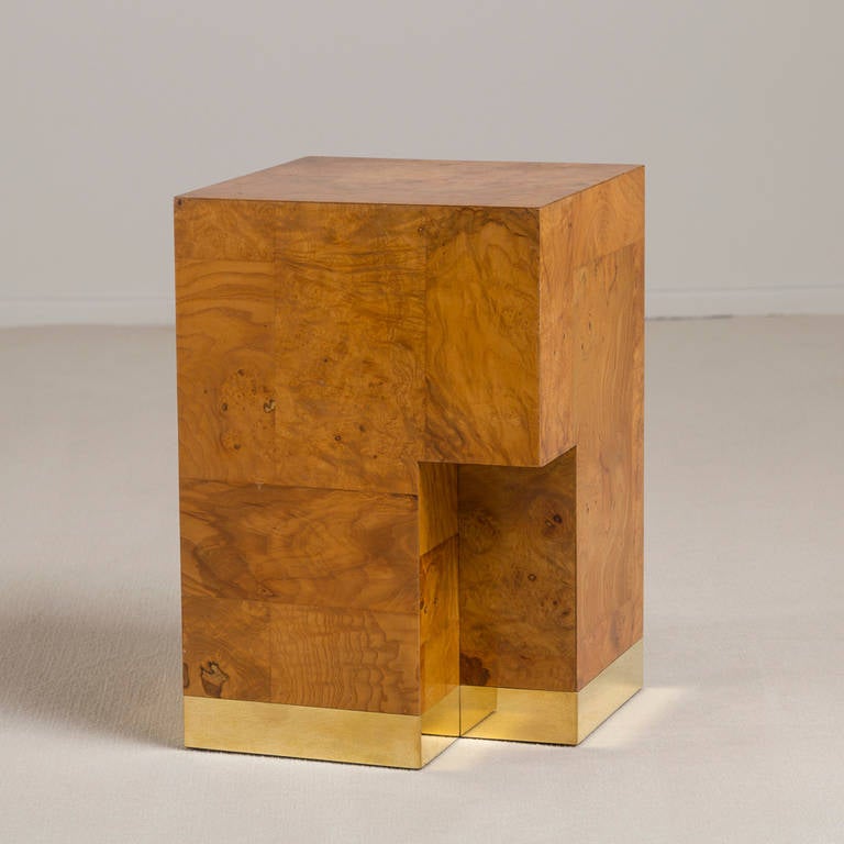 A Paul Evans designed Burwood and Brass Cube Side Table 1970s