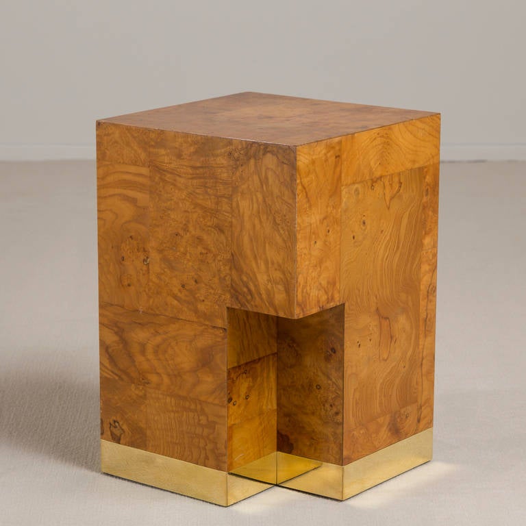 American A Paul Evans designed Burwood and Brass Cube/Side Table 1970s
