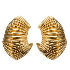 A Pair of Gold Shell Earrings By St John