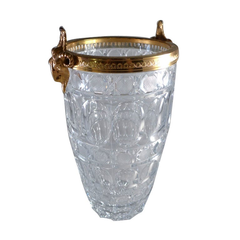 A Versace Glass Ice Bucket with Gilt Bronze Mounts 1970s