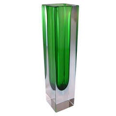 A Rectangular Murano Sommerso Glass Vase