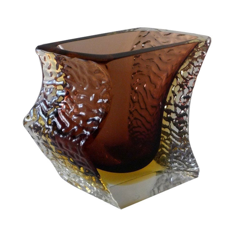 A Large Asymmetrical Mandruzzato Designed Murano Sommerso Glass Vase For Sale