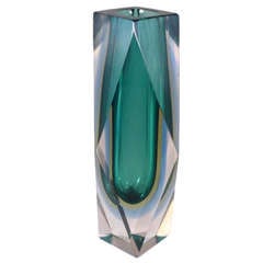 A Small Faceted Murano Sommerso Glass Vase