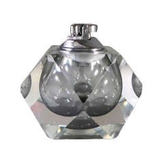 A Charcoal Faceted Murano Sommerso Glass Lighter