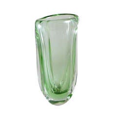 A Large Pale Green and Clear Fused Glass Vase