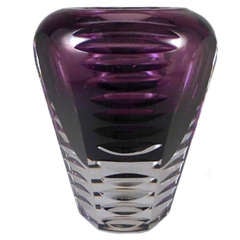 A Small Sommerso Glass Vase with Purple Centre Cased
