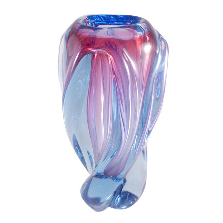 A Twisted Murano Sommerso Glass Vase