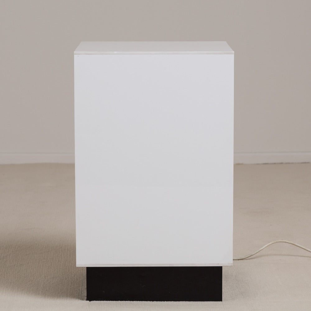 American Small Single White Acrylic Light Box Side Table, 1970s For Sale