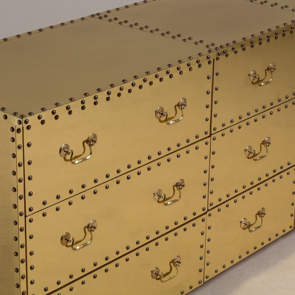 Sarreid Designed Nine-Drawer Brass Commode, 1970s In Excellent Condition In London, GB