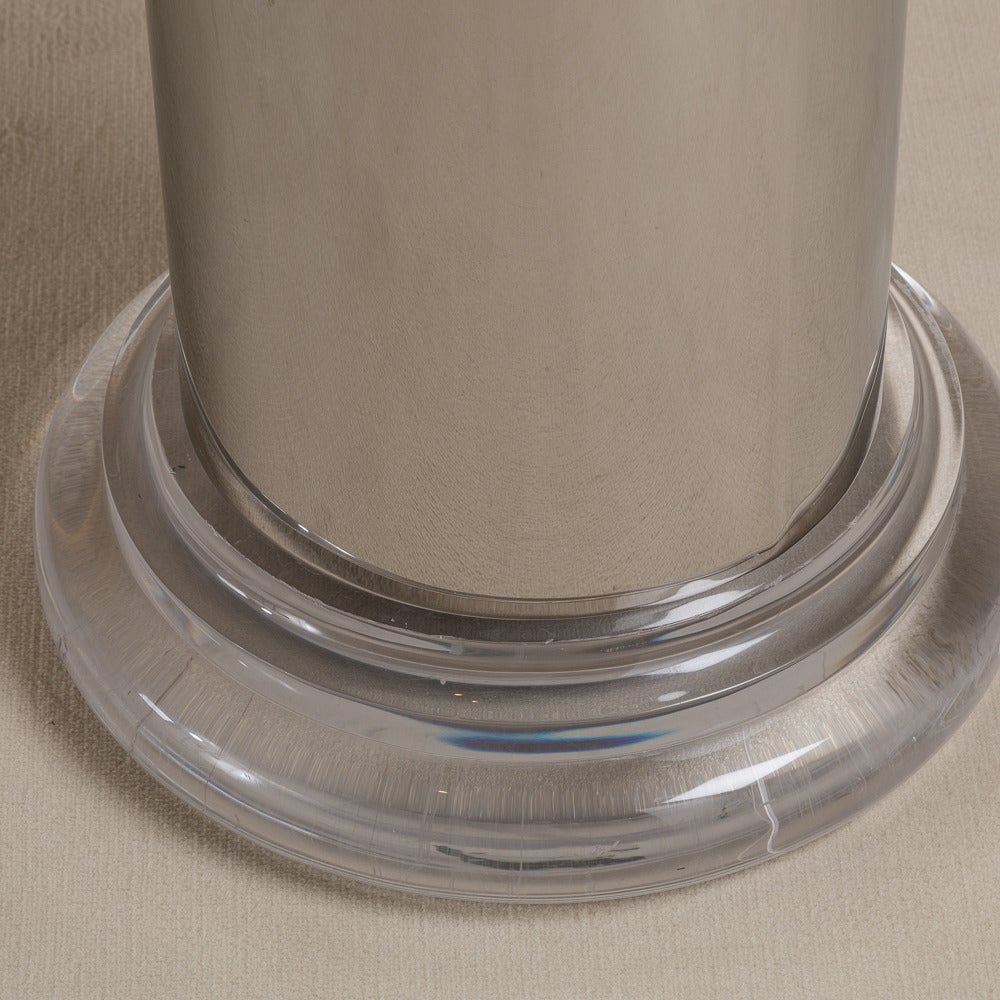 Late 20th Century Chunky Lucite and Steel Pedestal or Table Base, 1970s For Sale