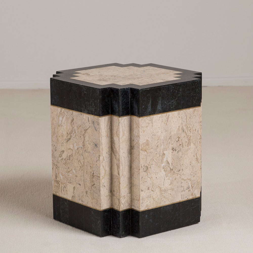 A Robert Marcius for Casa Bique designed Low Tessellated Stone Veneered Pedestal Side Table dated 1991 

Prices include 20% VAT which is removed for items shipped outside the EU.