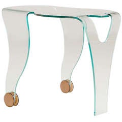 An Italian Rimadesio Designed Biomorphic Glass Trolley 1980s
