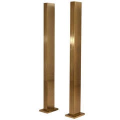 Pair of Polished Brass Uplighters