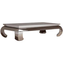 A Polished Steel Coffee Table in the Manner of Karl Springer 1980s