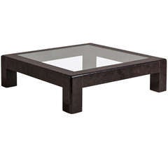 Large Square Crushed Shell Coffee Table by Karl Springer 1980s 1