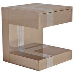 A Paul Evans Style Chrome ‘C’ Shaped Bedside Table 1980s 9
