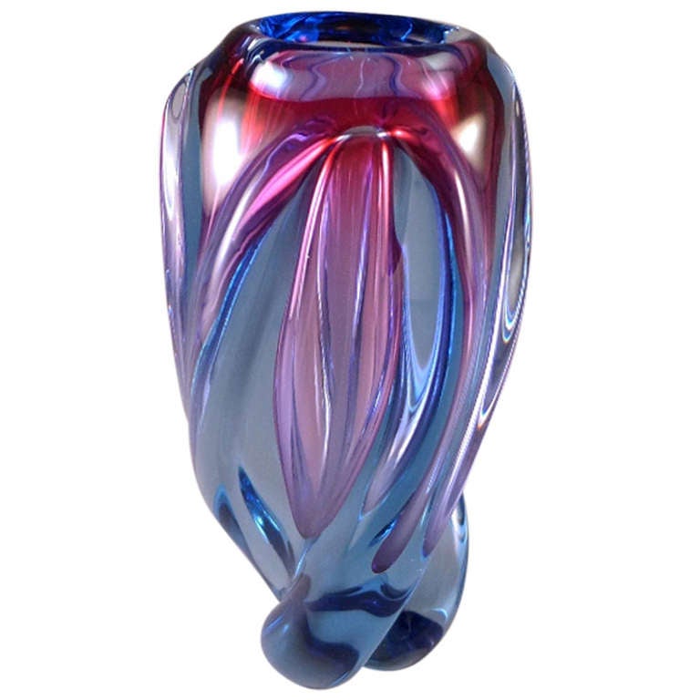 A Twisted Murano Sommerso Glass Vase at 1stDibs