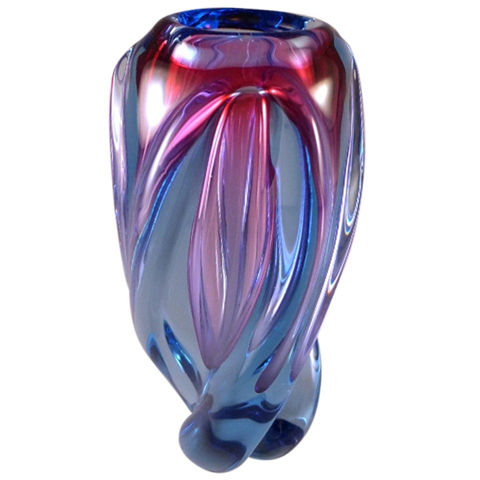 A Twisted Murano Sommerso Glass Vase