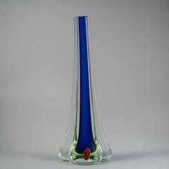 A Sommerso Murano Glass Teardrop Shaped Vase 1960s