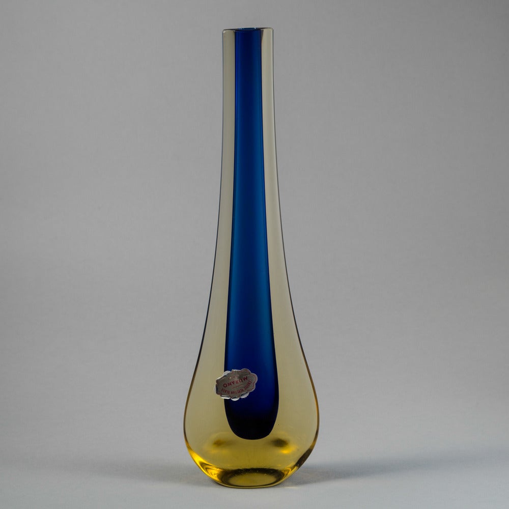 A Murano Sommerso Glass Teardrop Shaped Vase