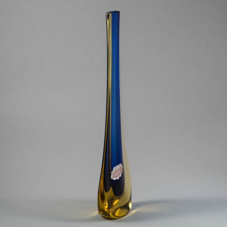 Italian A Murano Sommerso Glass Teardrop Shaped Vase
