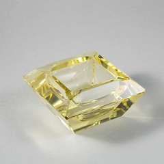 A Small Square Facet Cut Murano Sommerso Ashtray in Lemon Glass Ashtray