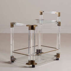 A Charles Hollis Jones Designed Lucite Two Tiered Barcart 1960s A Charles Hollis Jones Designed Lucite Two Tiered Barcart 1960s