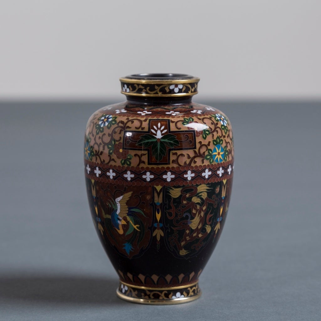 Late 20th Century Japanese Cloisonné Enamel Vase by Inaba, 1990s For Sale