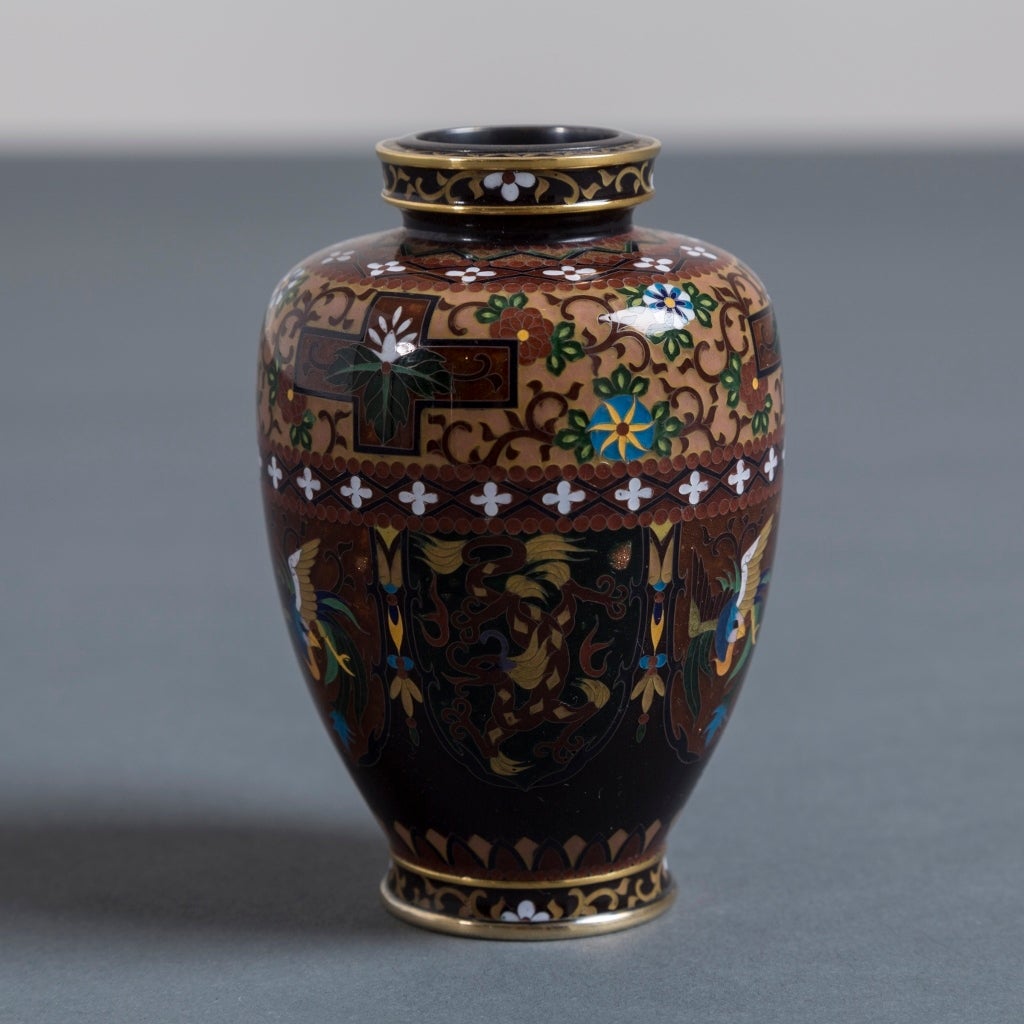 Japanese Cloisonné Enamel Vase by Inaba, 1990s For Sale 1