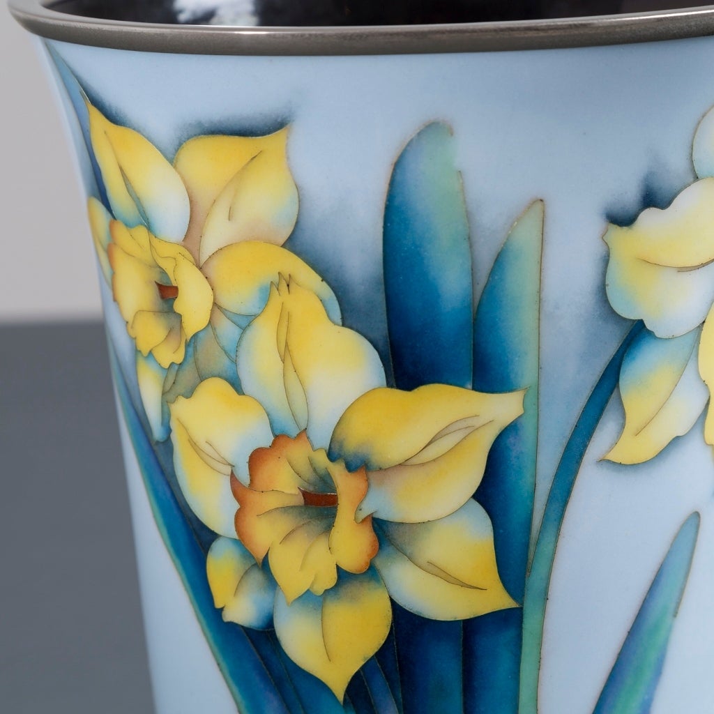 Light Blue Japanese Cloisonné Enamel Vase In Excellent Condition For Sale In London, GB