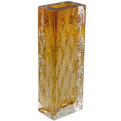 A Large Rectangular Sommerso Glass Vase with Amber Centre