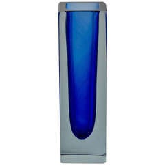 A Small Rectangular Murano Sommerso Glass Vase