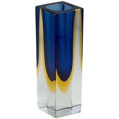 A Small Rectangular Murano Sommerso Glass Vase