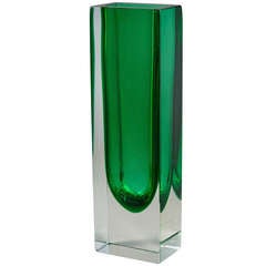Large Block Murano Sommerso Glass Vase