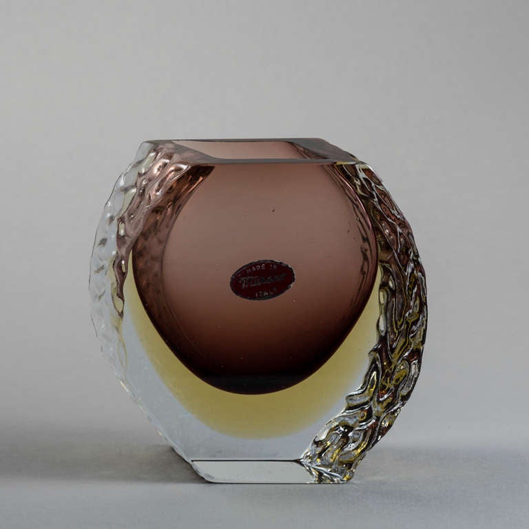 A Mandruzzato Lilac & Amber Glass Vase