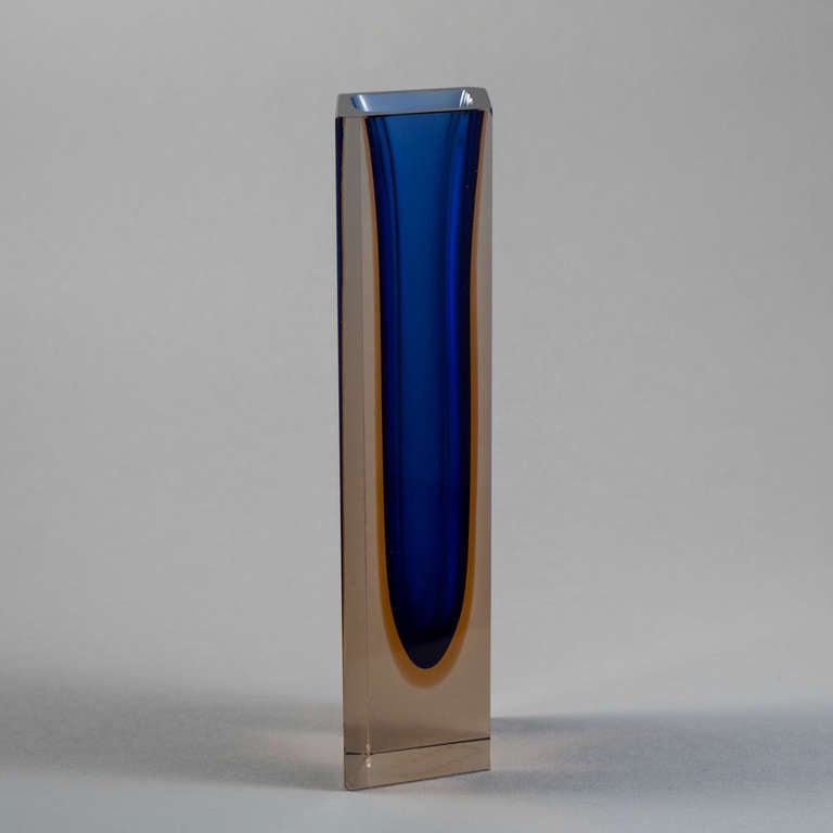 20th Century A Medium Blue Diamond Vase