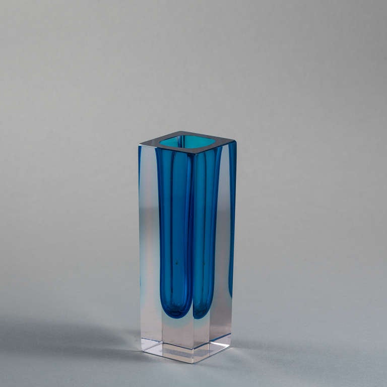 A Small Square Turquoise Blue Vase