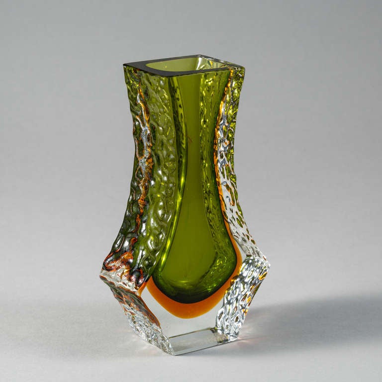 A Green and Amber Mandruzzato Vase