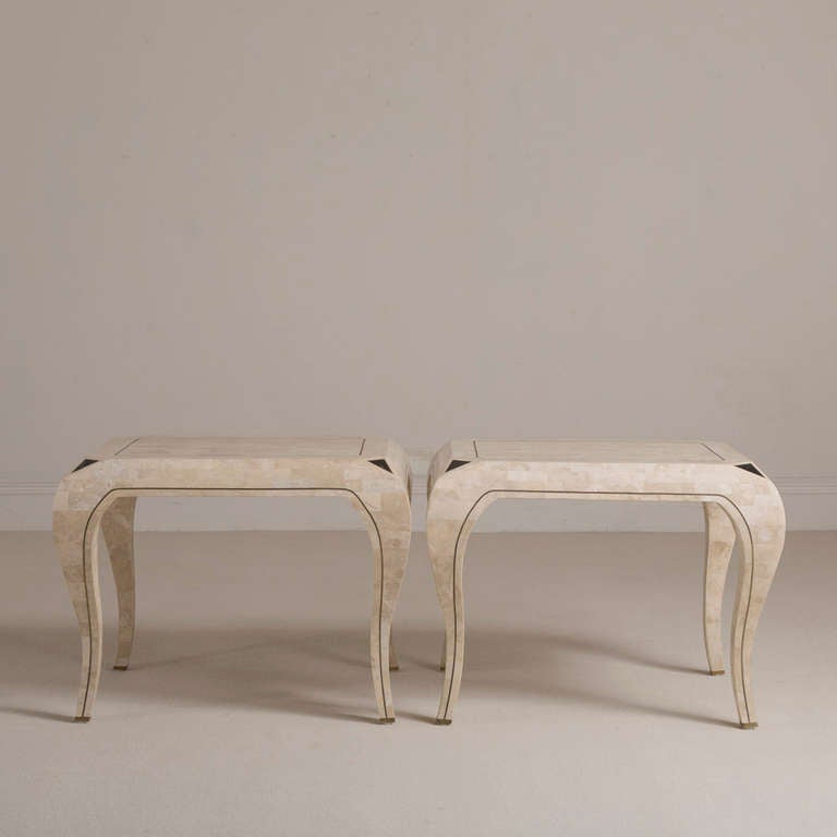 American A Pair of Tessellated Stone Side Tables by Maitland Smith 1980s