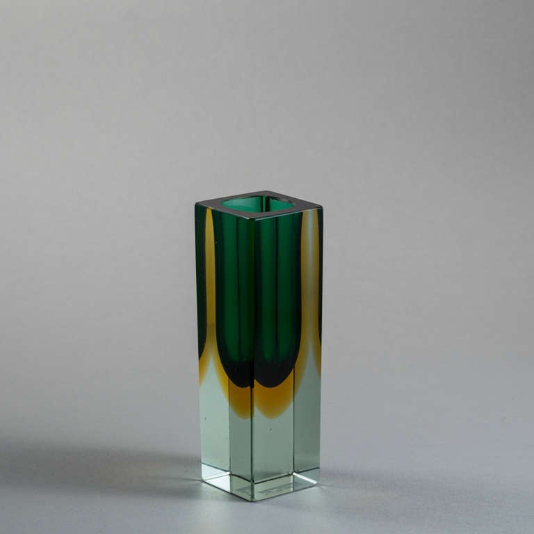 Small Rectangular Murano Sommerso Glass Vase at 1stDibs