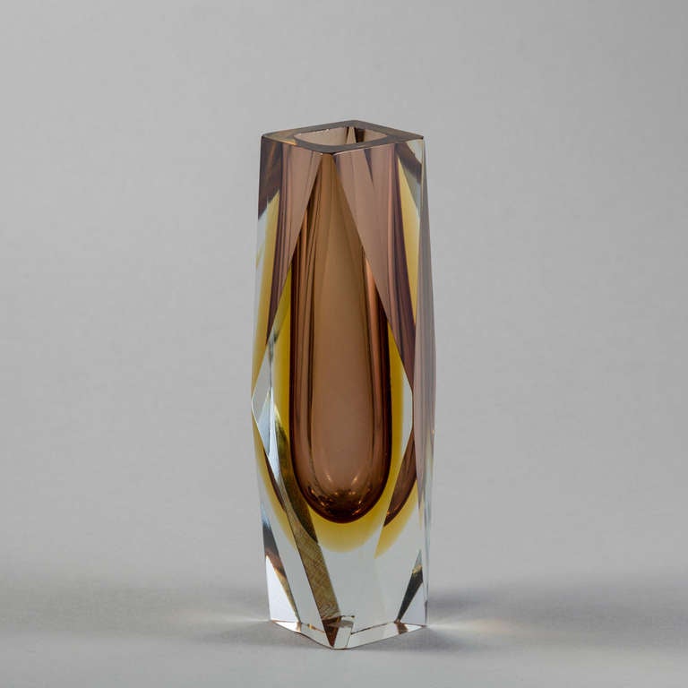 Italian A Faceted Murano Sommerso Glass Vase