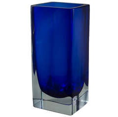 A Tall Heavy Murano Sommerso Glass Vase by Cenedese