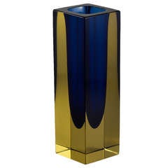 A Rectangular Murano Sommerso Glass Vase