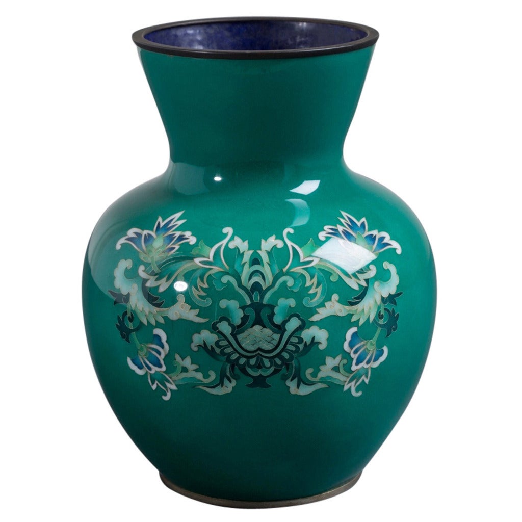 Japanese Cloisonné Enamel Vase by Ando from the Showa Period For Sale