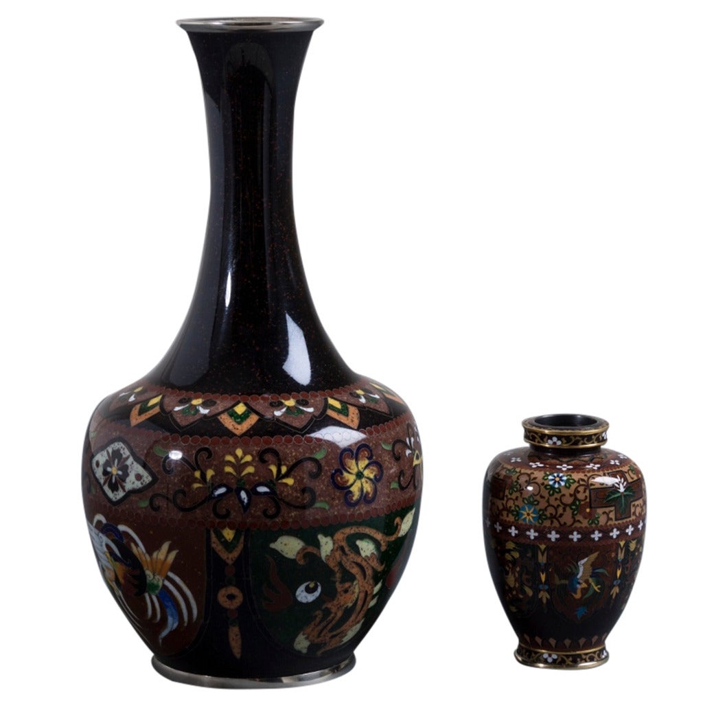 Japanese Cloisonné Enamel Vase by Inaba, 1990s For Sale