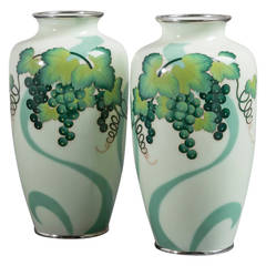 A Pair of Japanese Cloisonné Enamel Vases by Ota circa 1950