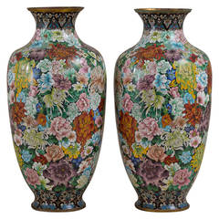 Pair of 20th Century Chinese Cloisonné Vases, circa 1930-1950
