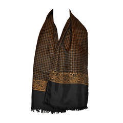 Saks Fifth Avenue Palsey-Print Silk with Black Cashmere Lined Scarf