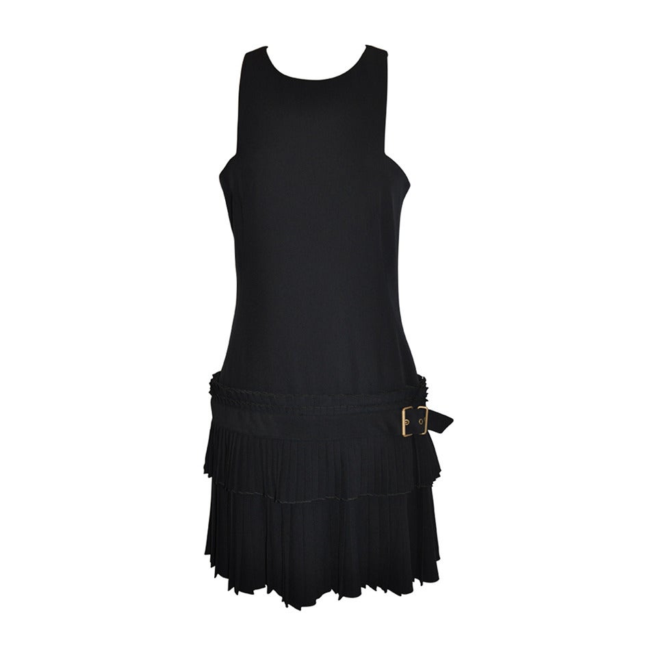 Alexander McQueen Fully Lined Black Two-Tiered Cut-Out Dress For Sale