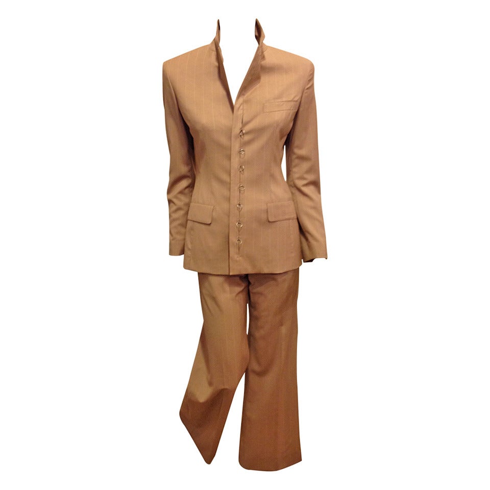 Jean Paul Gaultier Tan Pinstriped Suit